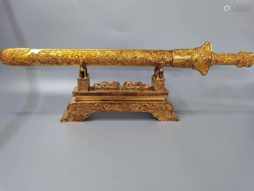 A collection of gilt bronze swords from the Qing