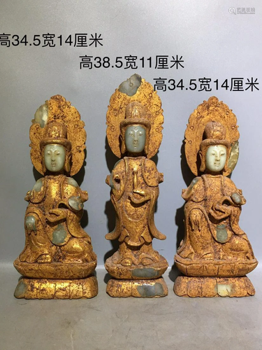 A set of three Western Three Holy Buddhas of Hetian