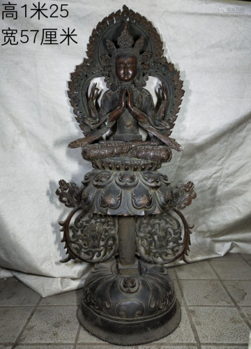 Bronze lotus flame Guanyin, weight 37.55 kg