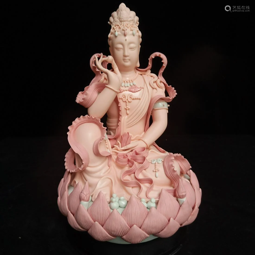 Dehua Color Porcelain Lotus Guanyin