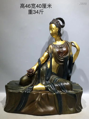 Daming Yonglenian cast a gilt bronze maid's seated