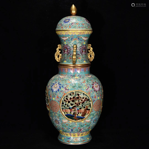 Qing Dynasty Qianlong enamel gilt gilt hollow