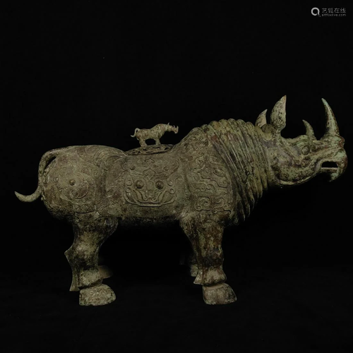 Bronze Rhino Zun from Shang and Zhou Dynasties Height: