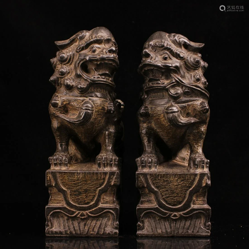 A pair of old bluestone carved doors and lions