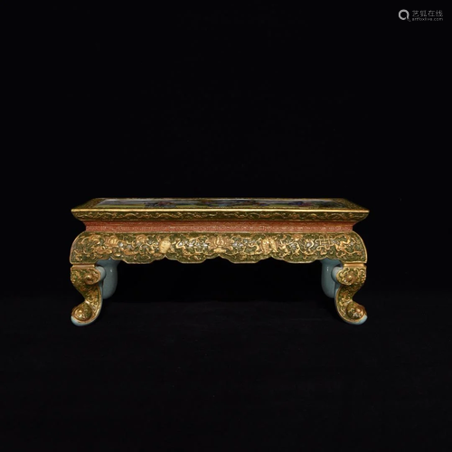 Qing Dynasty Qianlong enamel tea table with story