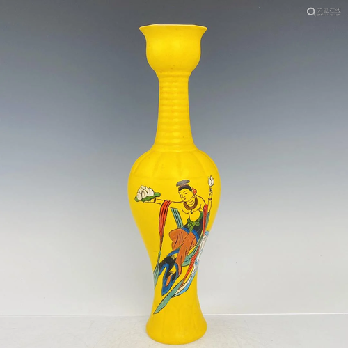 Dazhou chai kiln painted colorful vase, height 40 cm,