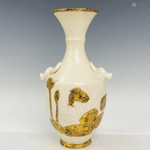 Porcelain inlaid gold vase, height 27 cm, diameter 14