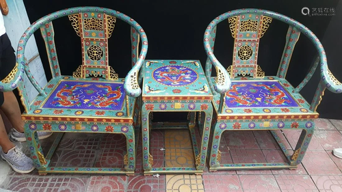 Cloisonne ring chair , 96 cm high and 74 cm wide