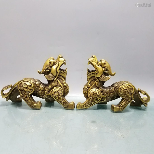 Pure copper feng shui money brave pair size