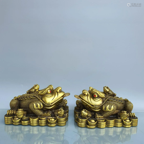 (Money Pair) Pure Copper Feng Shui Toad Size