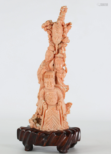 China important coral group carved with figures circa