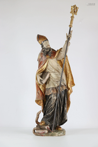 polychrome wood sculpture Saint Augustine probably