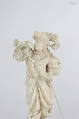 Sumptuous Dieppe sculpture of a musketeer sounding the