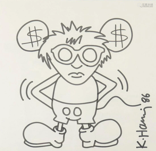 Keith Haring Andy Mouse 1986 Black felt-tip drawing on