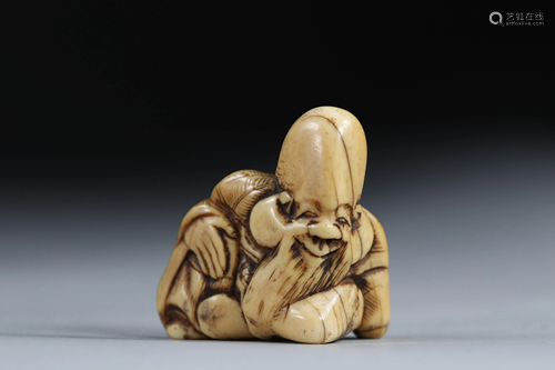 Netsuke carved - a sage. Japan Meiji 19th century