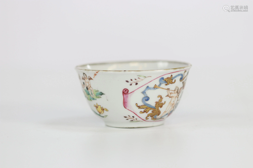 Porcelain bowl of the famille rose viscount coat of