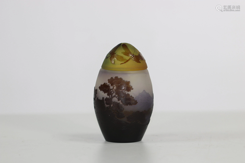 Emie Galle glass paste egg, lake decor, France, circa