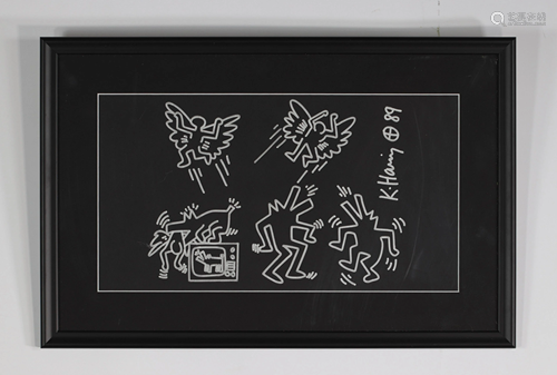 Keith Haring Untitled 1989 Silver felt-tip drawing on