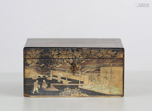 Chinese lacquer and gold box, 19th century China