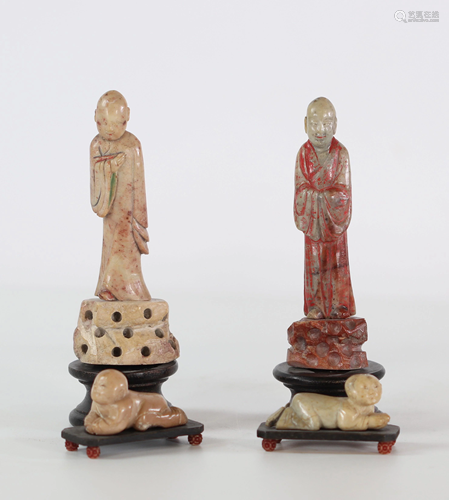 China lot of 4 stone sculptures Qing period