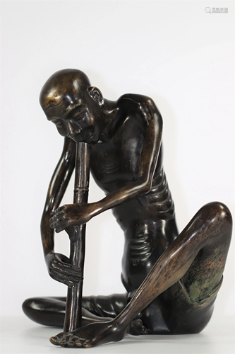 Bronze sculpture (opium smoker), South China, Vietnam,