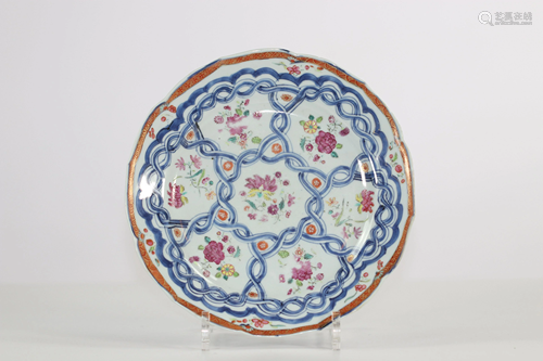 Famille rose plate, Compagnie des Indes, 18th century