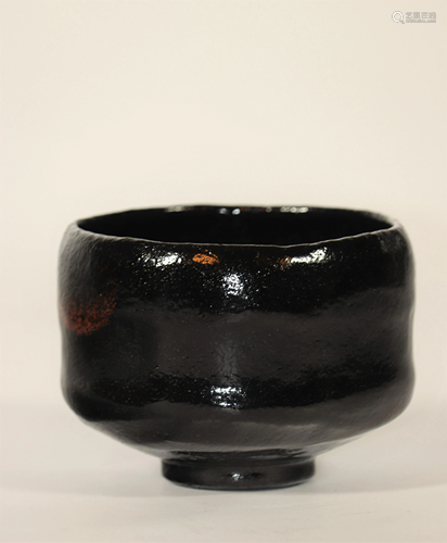 Kuro Raku Chawan - ceramic - Junidai Hiroin