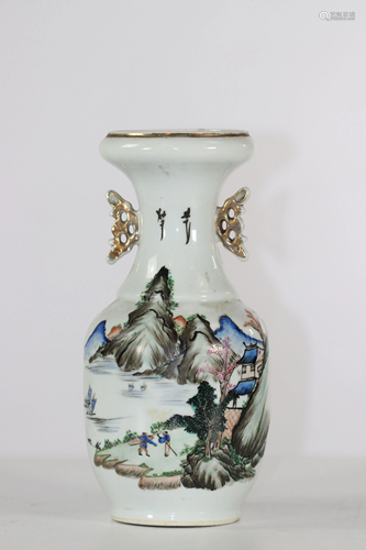 Chinese porcelain vase with mountain decoration, circa