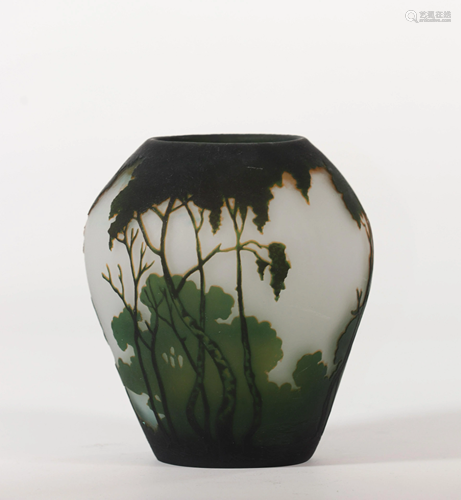 Muller freres Luneville vase cleared with acid