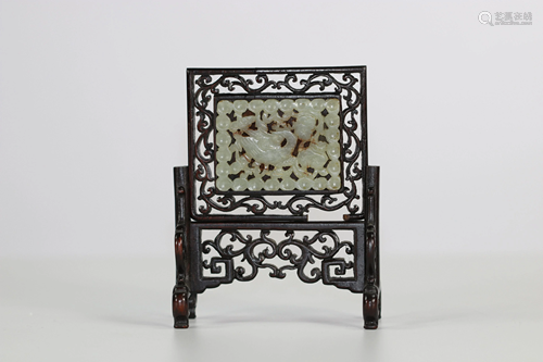 Ming period jade mounted as a table screen.