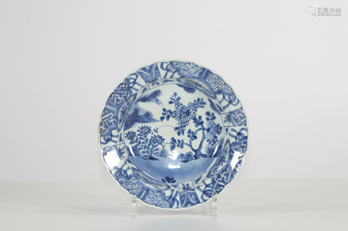 Blanc bleu porcelain plate, China Kangxi period