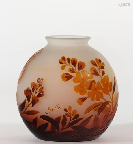 Emile Galle acid-free ball vase decorated with flowers