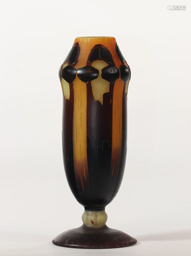 Schneider Art Deco free standing vase with acid