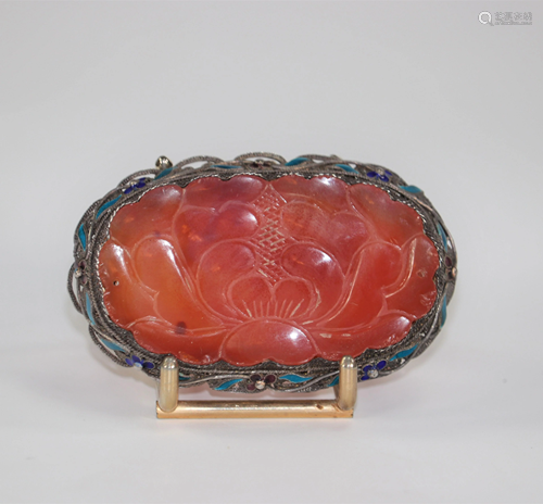 China enamelled silver jewelry and agate carved with a