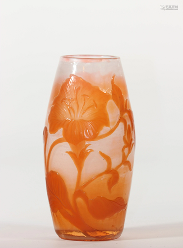 Muller & Croismare Nancy vase acid-etched with flower