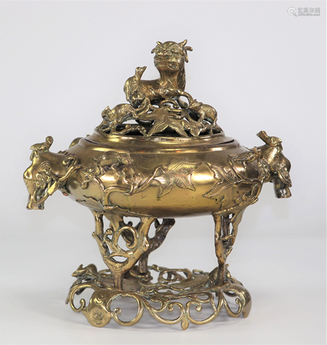 China bronze perfume burner decorated with squirrels