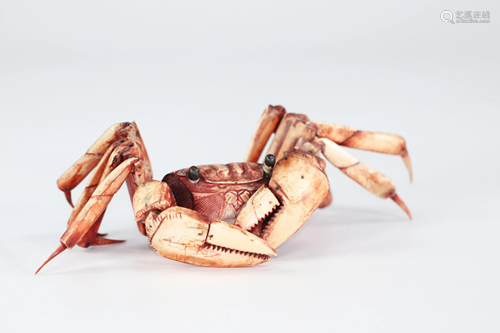 Japan polychrome carved articulated crab Meiji period