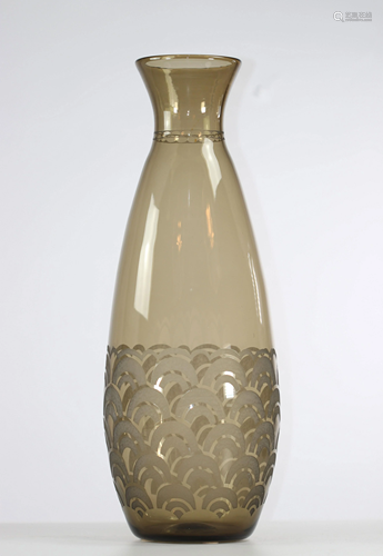 Important art-deco Daum in Nancy vase in smoked glass,