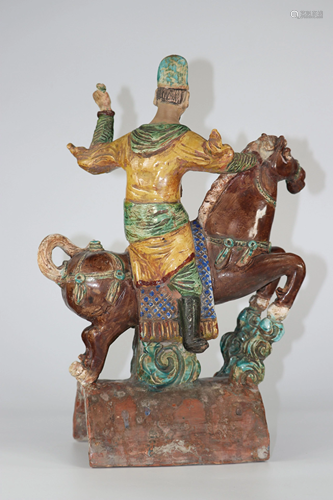 China rider and horse enamelled stoneware ridge