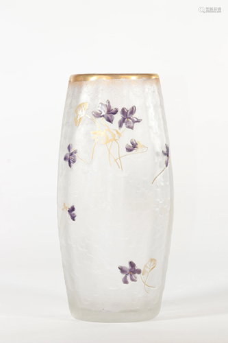 Montjoie vase cleared with acid decorated with violets