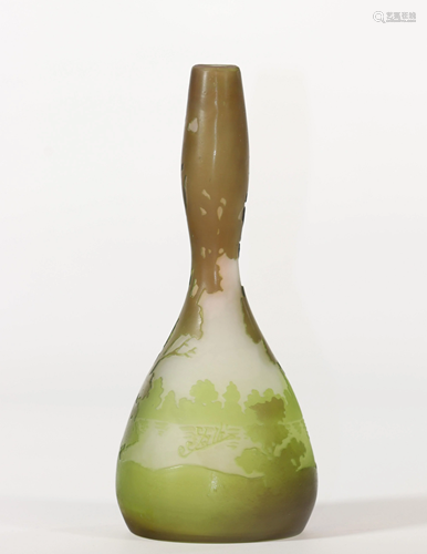 Emile Galle vase cleared with acid decorated with a