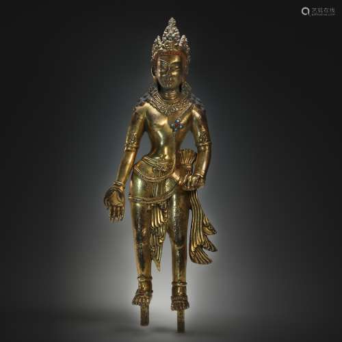 Copper and Golden Buddha Statue from 16th Century