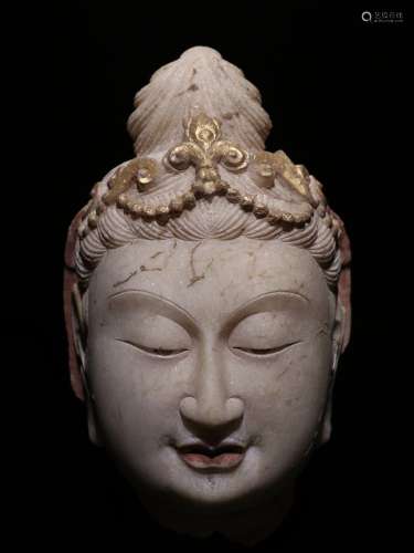 White Jade Stone Carved Buddha Head from Northern Wei