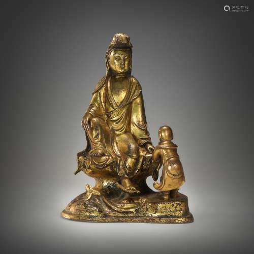 Copper and Golden Buddha Statue from Song