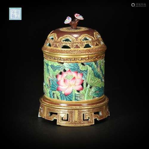 Colour Enamels Censer from Qing