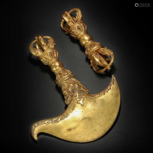Copper and Golden Rital tool from Ming