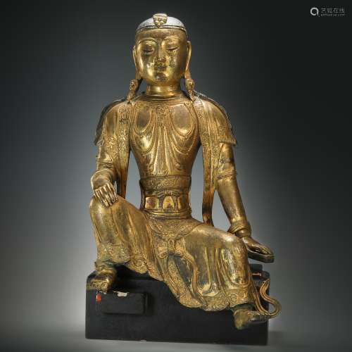 Copper and Golden Buddha Statue from 16th Century