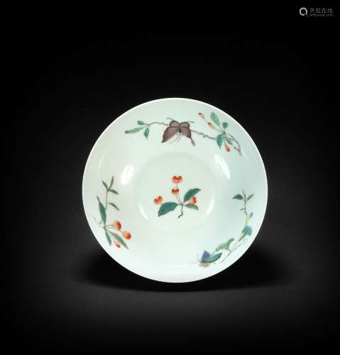 Five Colored Bowl with Bird Grain from Qing