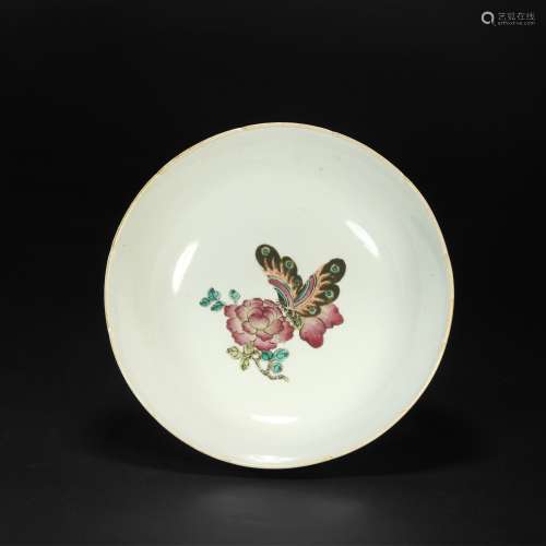 Famille Rose Bowl with Floral Grain from Qing