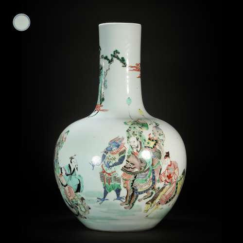 Famille Rose Vase with Human Story from Qing